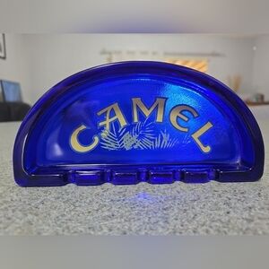 Vtg Camel Cobalt Blue Glass Ashtray